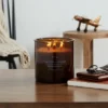 23oz XL 3-Wick Leather + Embers Wooden Amber Glass With Wood Lid And Stamped Logo Amber - Threshold™ -Threshold™ GUEST 220aa5f5 4b20 4424 b367 6c021967b049