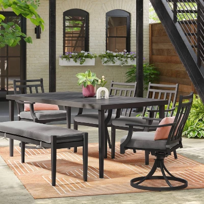 2pc Fairmont Stationary Outdoor Patio Dining Chairs Arm Chairs Black - Threshold™ 3 2pc Fairmont Stationary Outdoor Patio Dining Chairs Arm Chairs Black - Threshold™