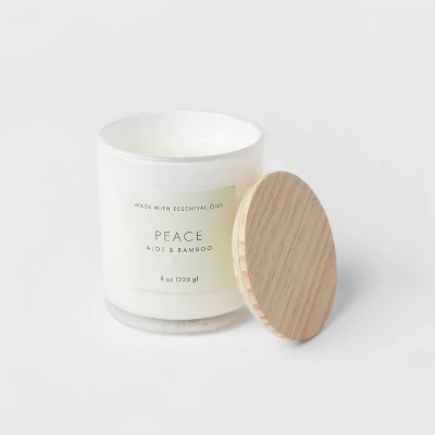 Wood Lidded Glass Wellness Peace Candle - Threshold™ 4 Wood Lidded Glass Wellness Peace Candle - Threshold™ - Image 2