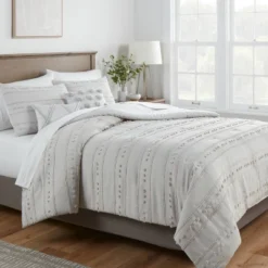Featured Products 11 4pc Clipped Stripe Poms Comforter Bedding Set - Threshold™