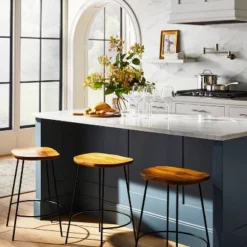 Threshold™ 21 Metal Base Counter Height Barstools With Wood Seat Brown - Threshold™ Designed With Studio McGee